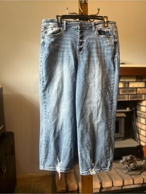 Judy Blue Light Blue High-Rise Wide Leg Button-Front Jeans